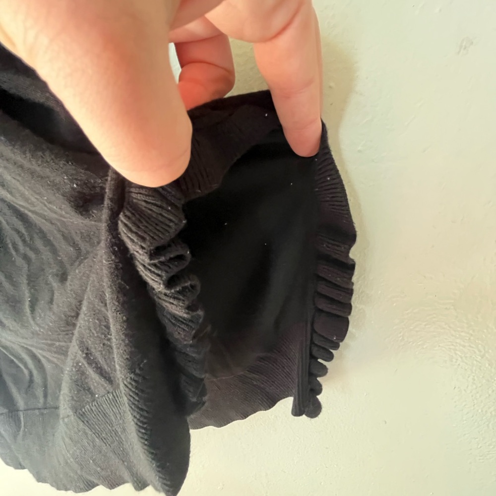 Cable & Gauge Black 3/4 Sleeve Crewneck Sweater  Ruffle Side Slits Women’s Sz 2X - Picture 3 of 5